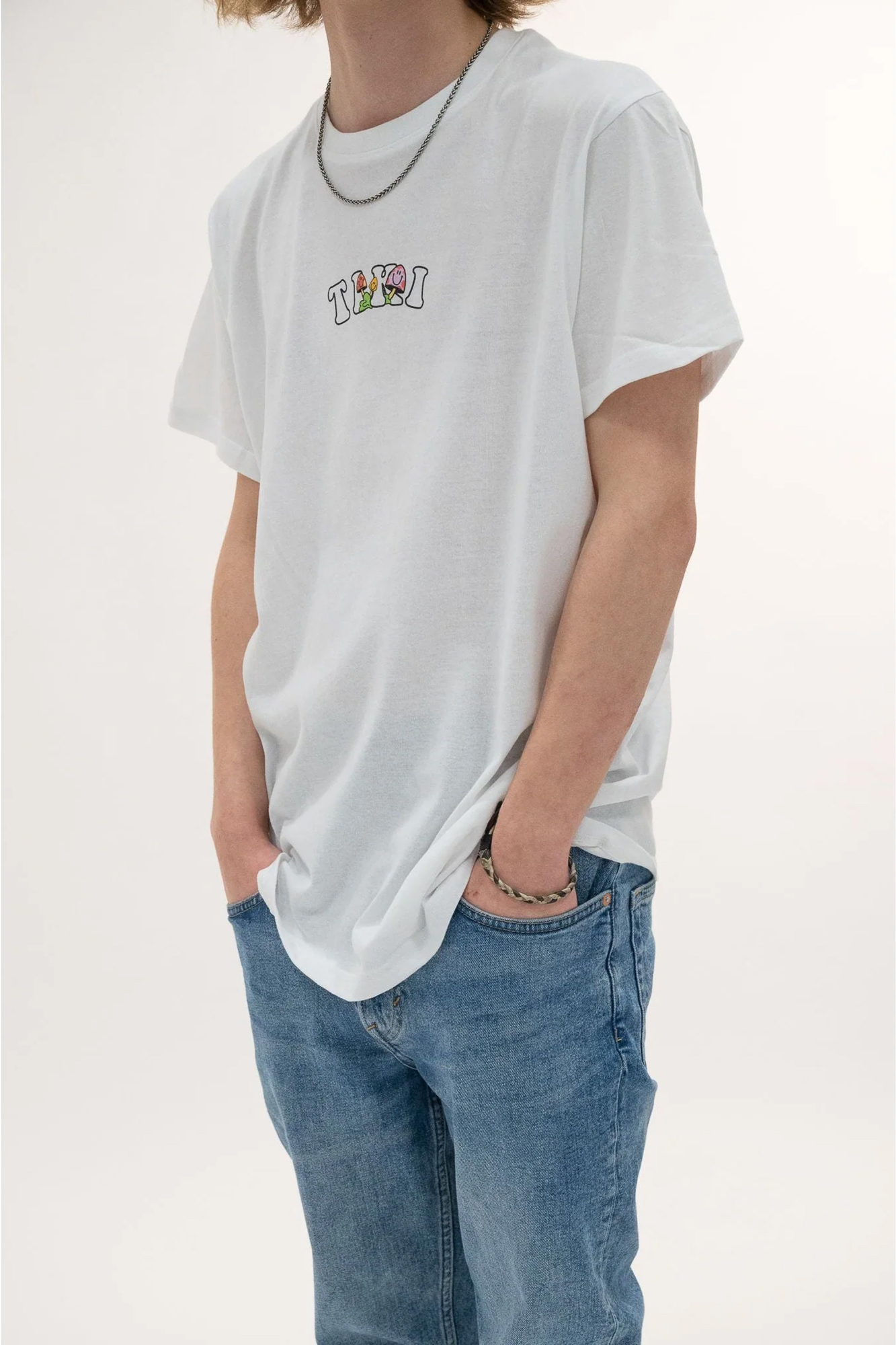 Tiki Unisex Party Wave Short Sleeve T-shirt White - Size: Small