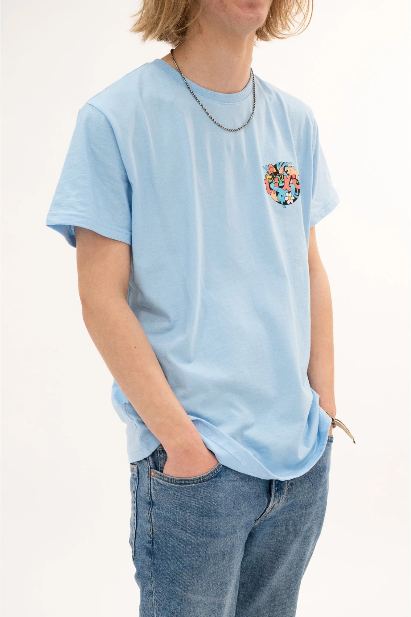 Tiki Unisex Life Short Sleeve T-shirt Blue - Size: Small