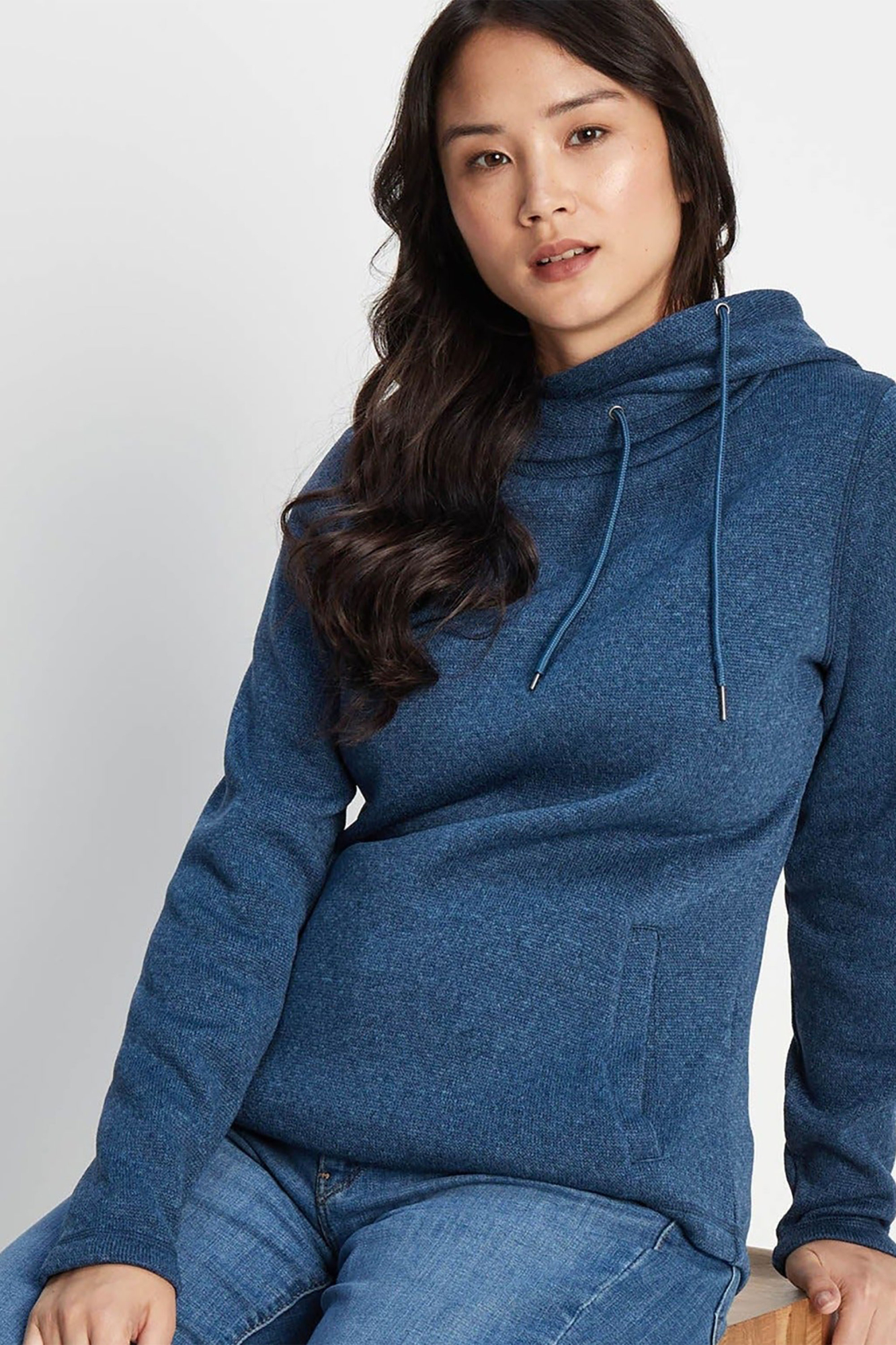 Tog24 Womens Acer Knitlook Fleece Hoody Blue - Size: 8