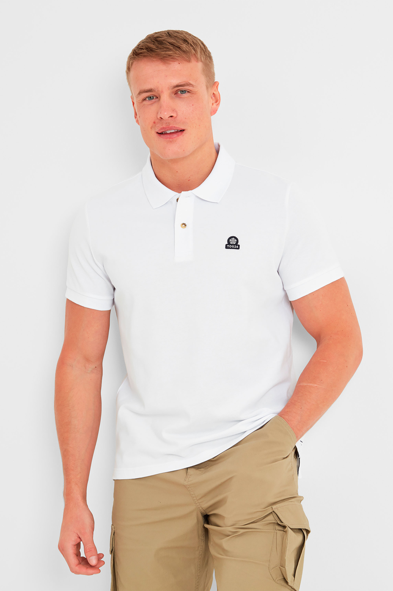 Tog24 Mens Aketon Polo Shirt White - Size: 2XL