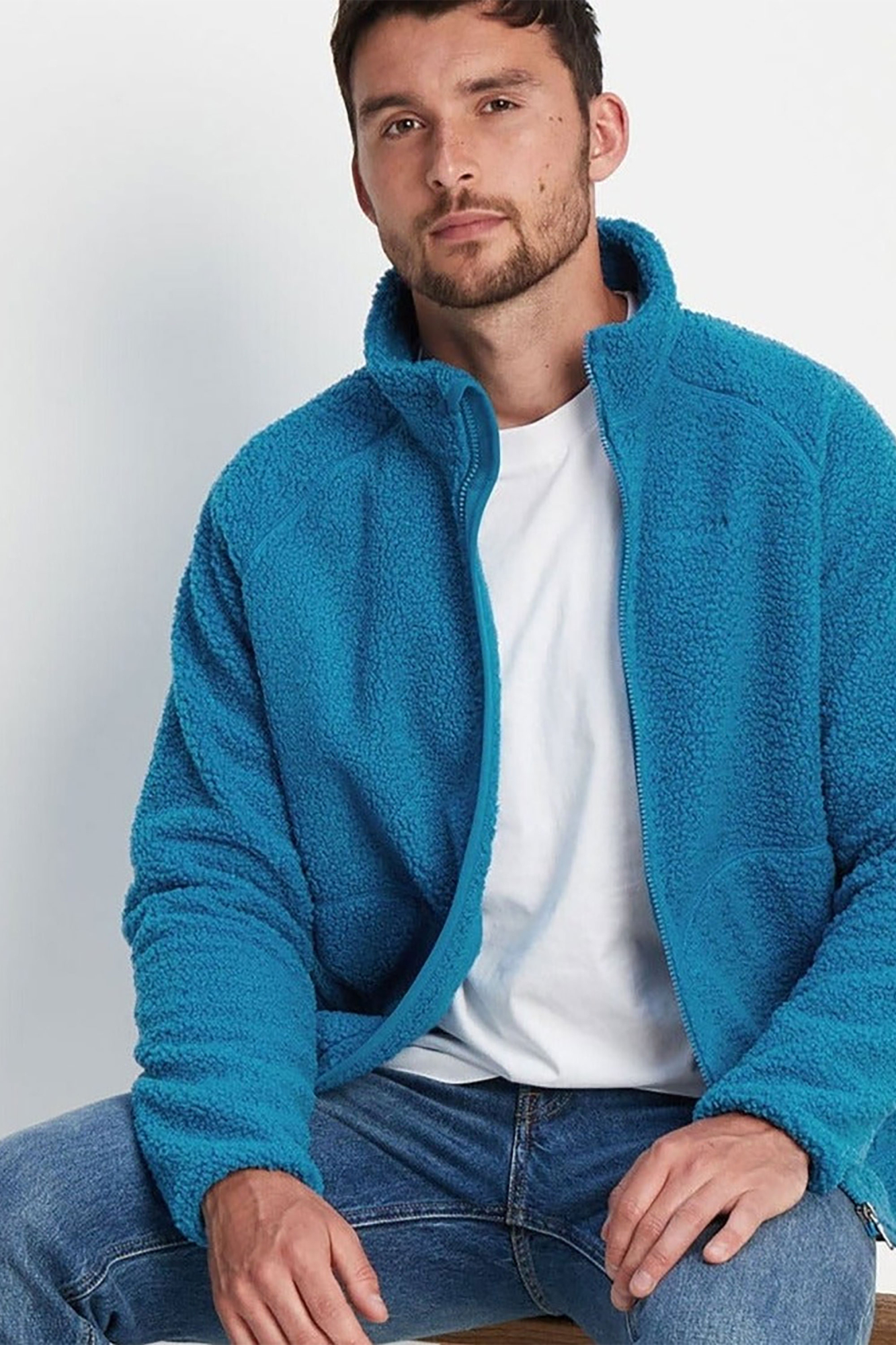 Tog24 Mens Bamford Sherpa Fleece Jacket Blue - Size: XL