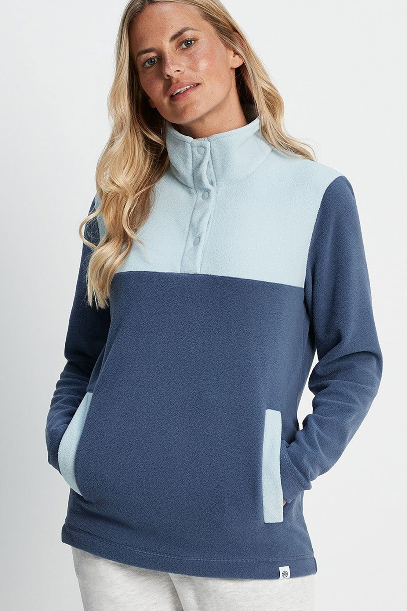 Tog24 Womens Barclay Press Stud Neck Fleece Blue - Size: 20