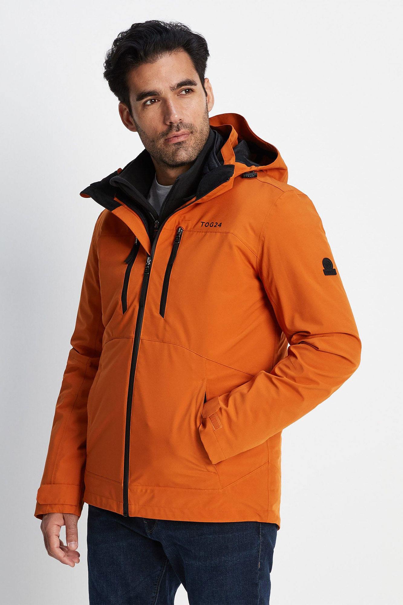 Tog24 Mens Denton Waterproof 3in1 Jacket Orange - Size: Medium