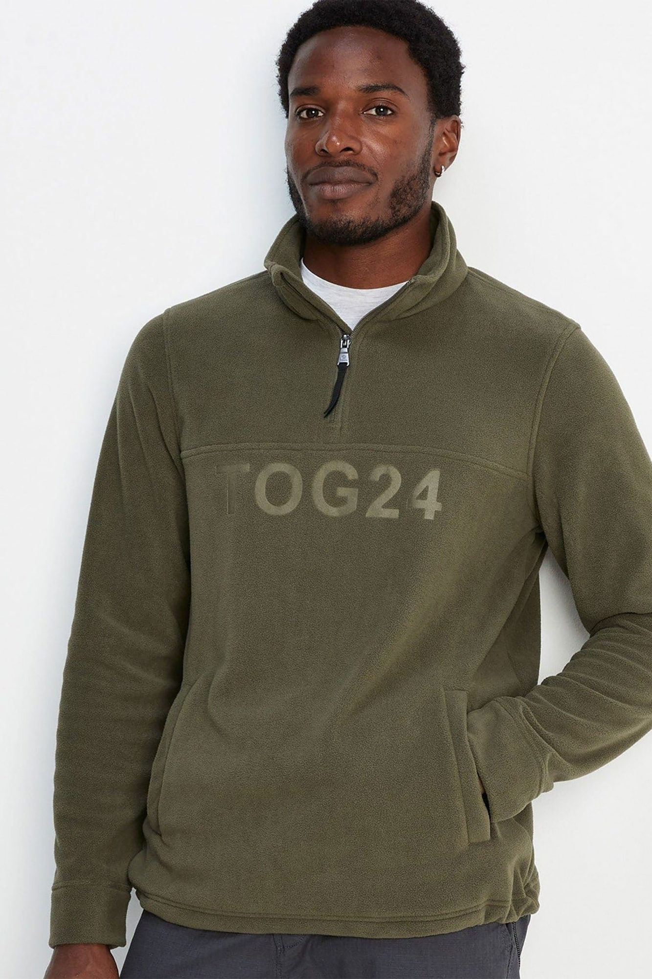 Tog24 Mens Drewery Zip Neck Fleece Green - Size: 2XL