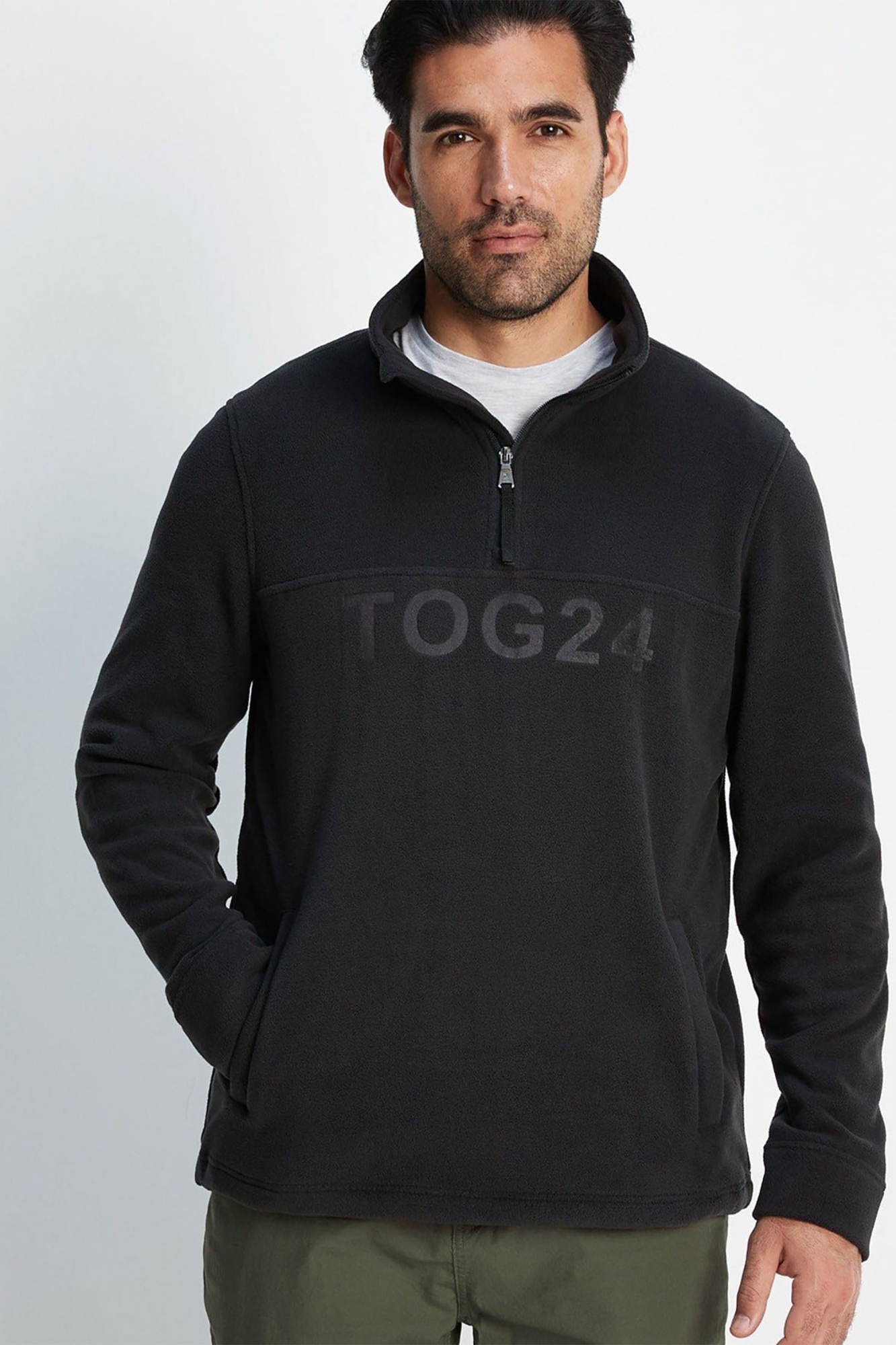 Tog24 Mens Drewery Zip Neck Fleece Black - Size: 2XL