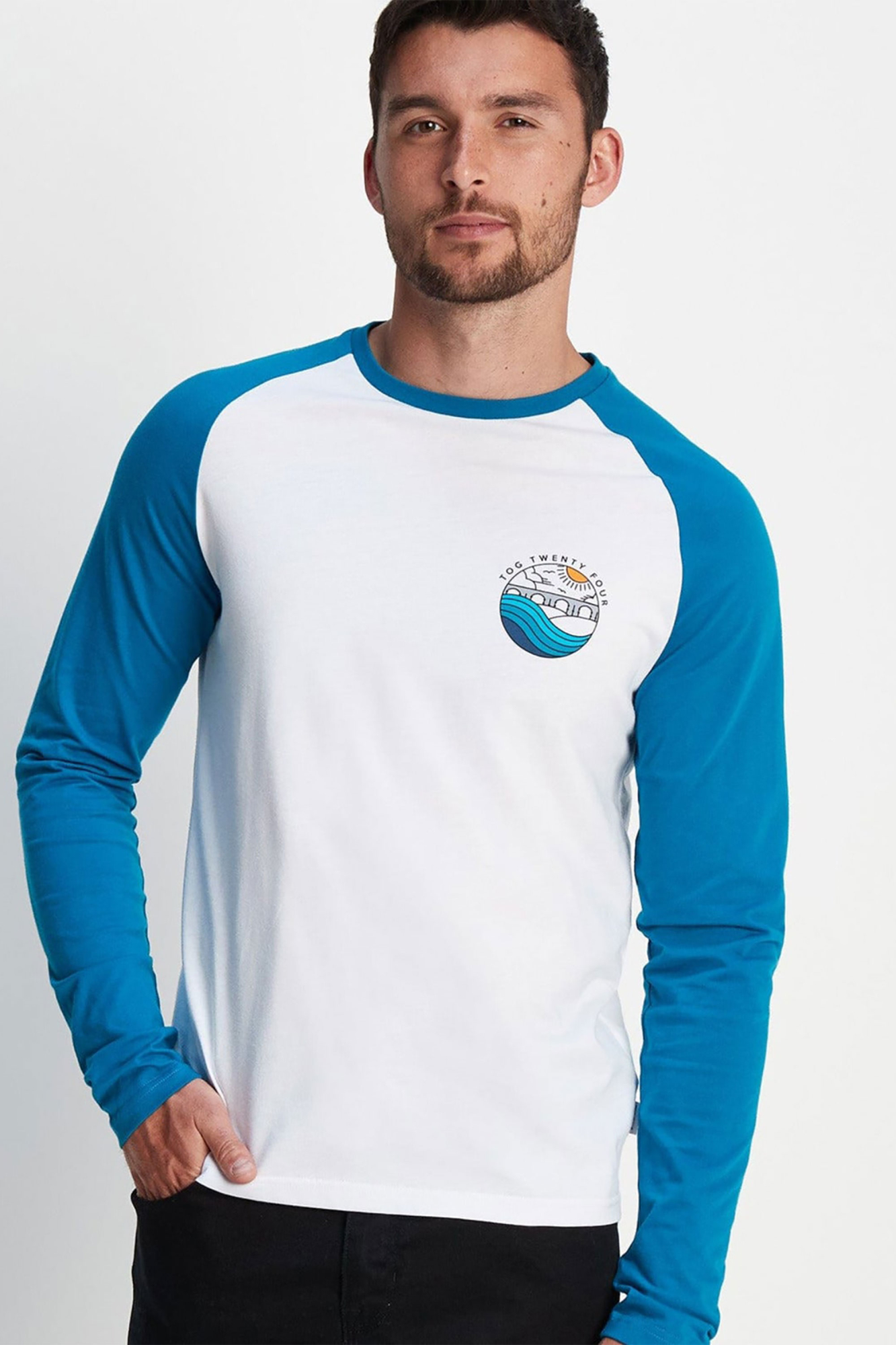 Tog24 Mens Fristan Long Sleeve T-shirt Blue - Size: Medium