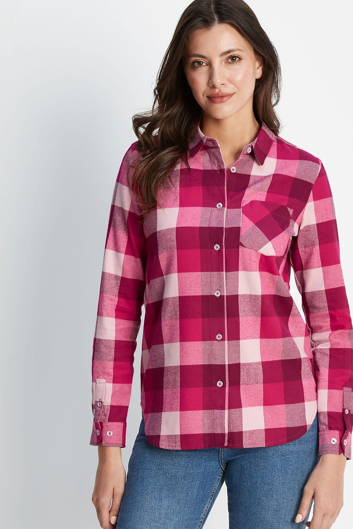 Tog24 Womens Lorelei Flannel Check Ls Shirt Pink - Size: 11