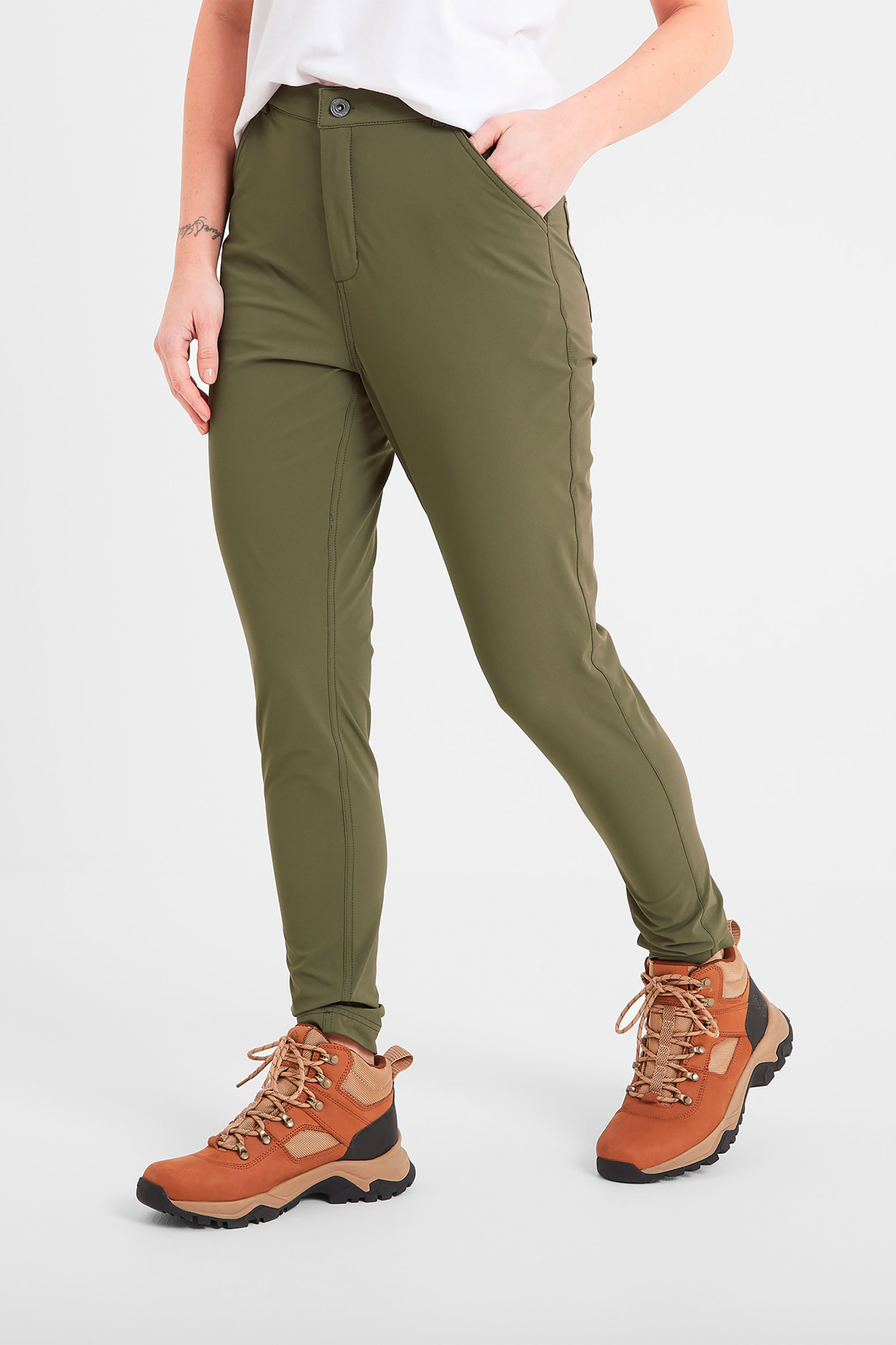 Tog24 Womens Milton Water Resistant Slim Trouser Green - Size: 14S