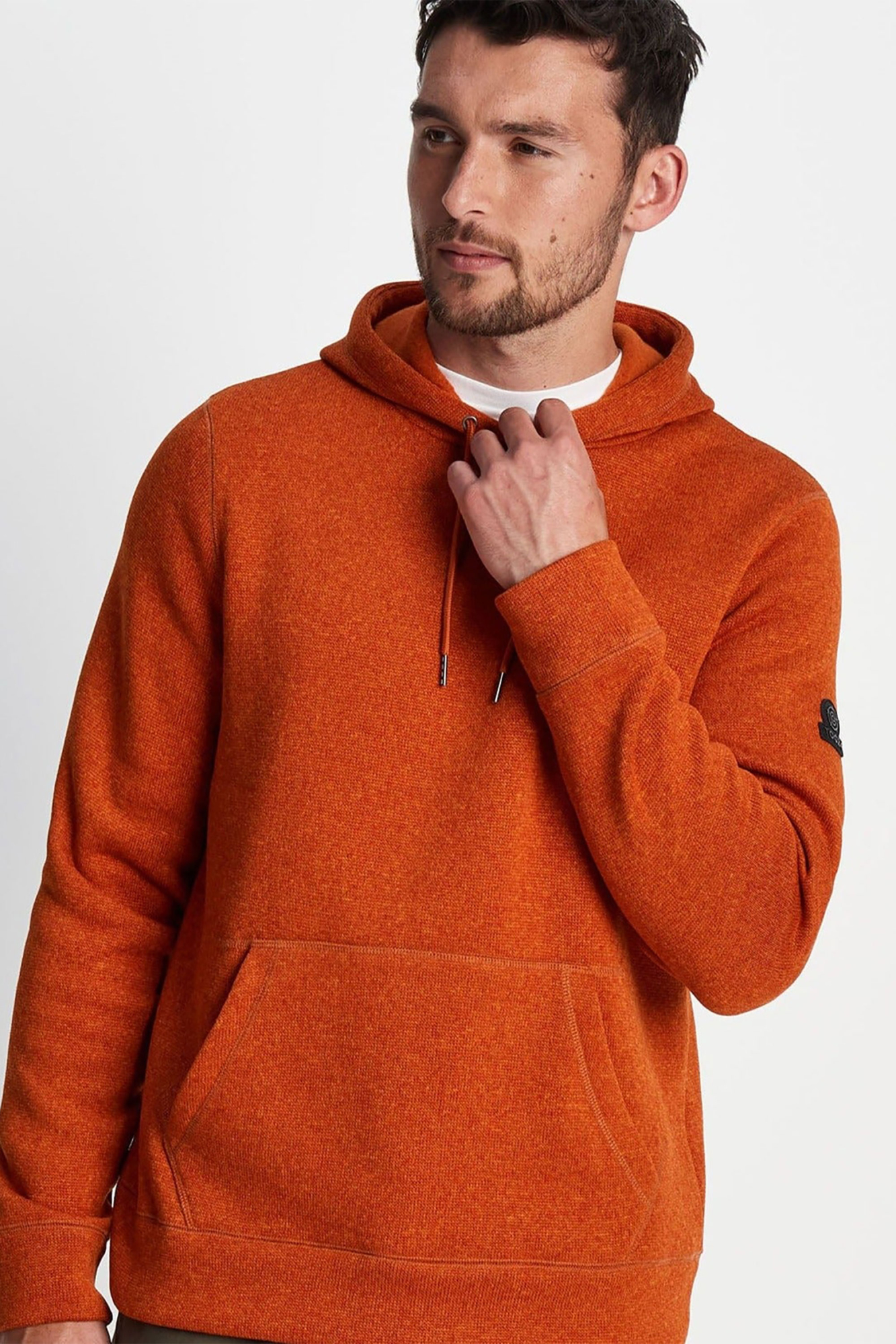 Tog24 Mens Mosby Knitlook Fleece Hoody Orange - Size: 2XL