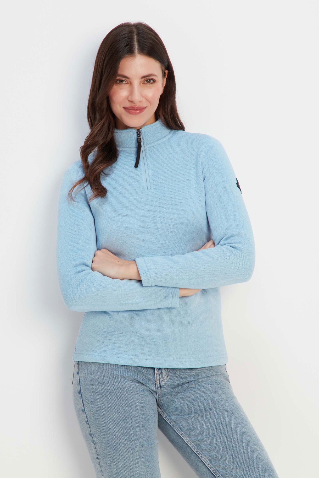 Tog24 Womens Pearson Knitlook Zipneck Fleece Turquoise - Size: 8