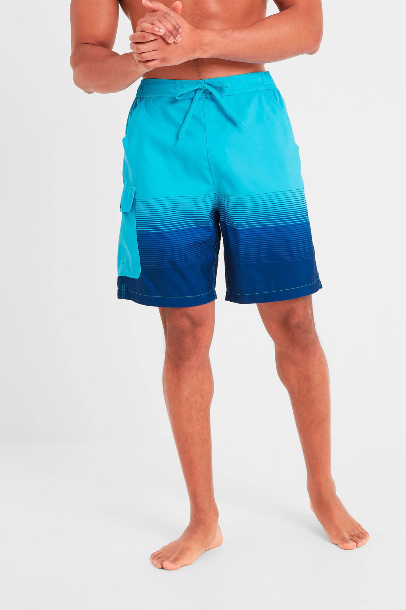 Tog24 Mens Wilbur Stripe Swimshorts Turquoise - Size: 3XL