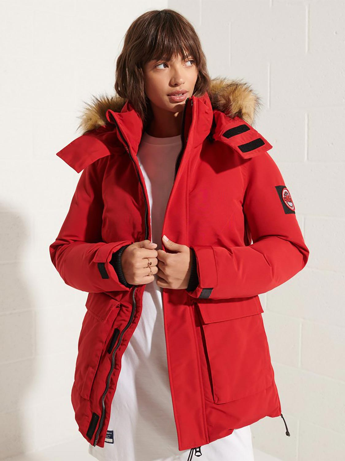 Superdry Womens Code Everest Parka Red - Size: 12