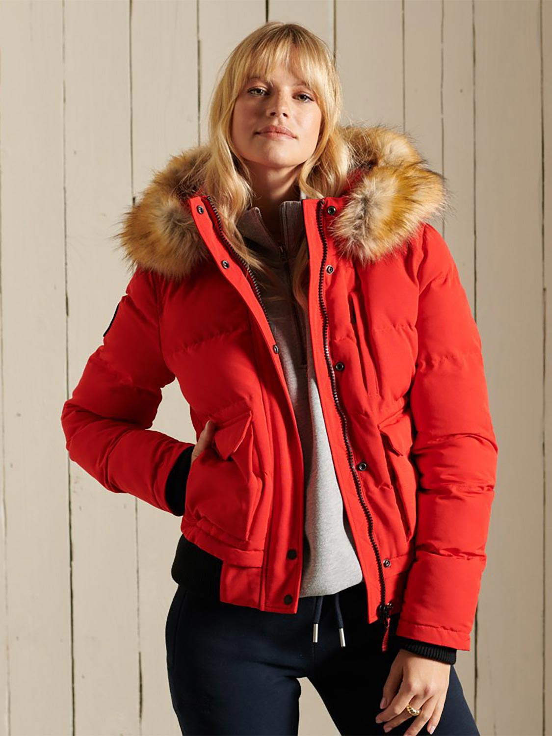Superdry Womens Everest Bomber Red - Size: 12