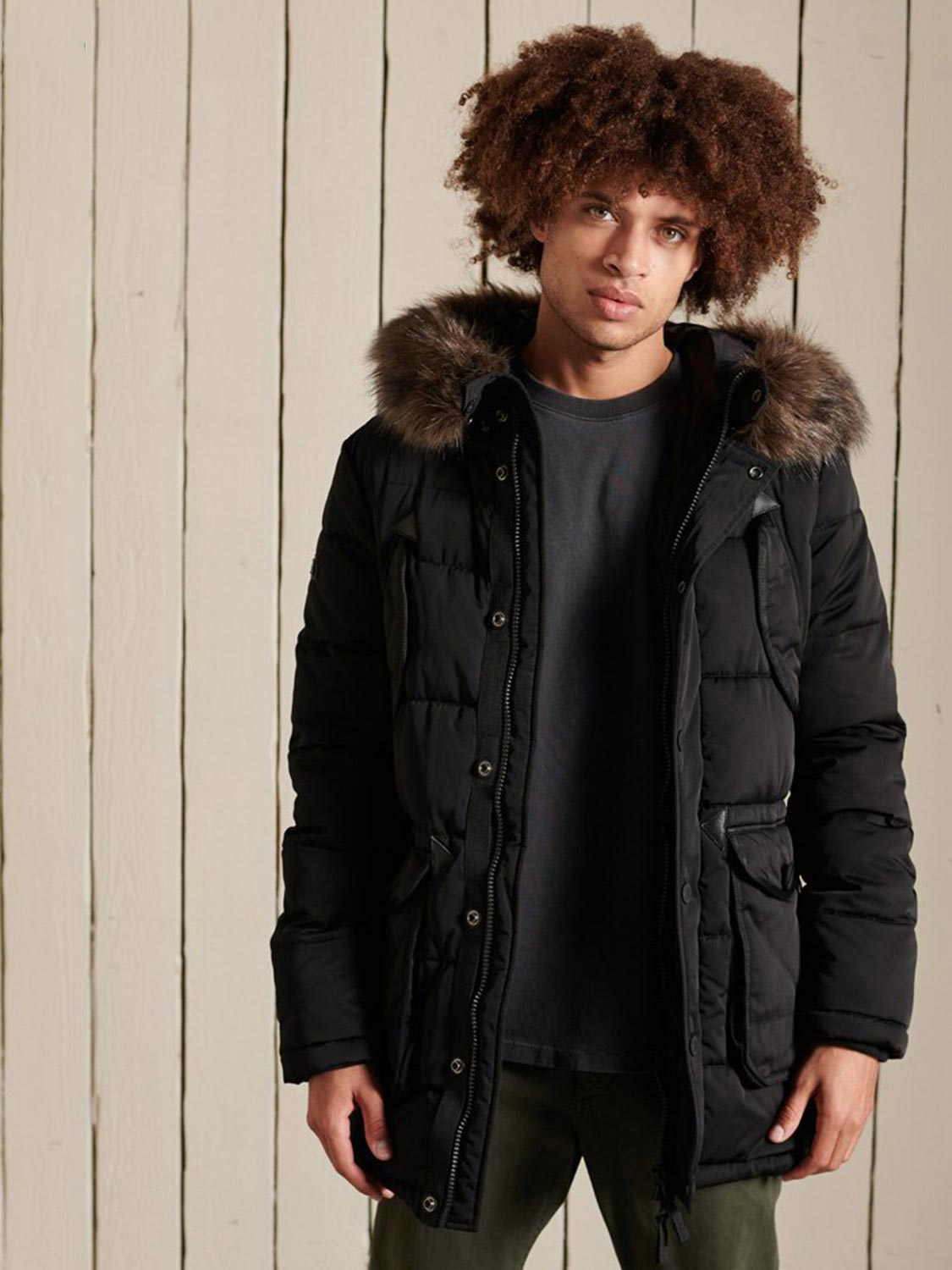 Superdry Mens Chinook Parka 2.0 Black - Size: XL