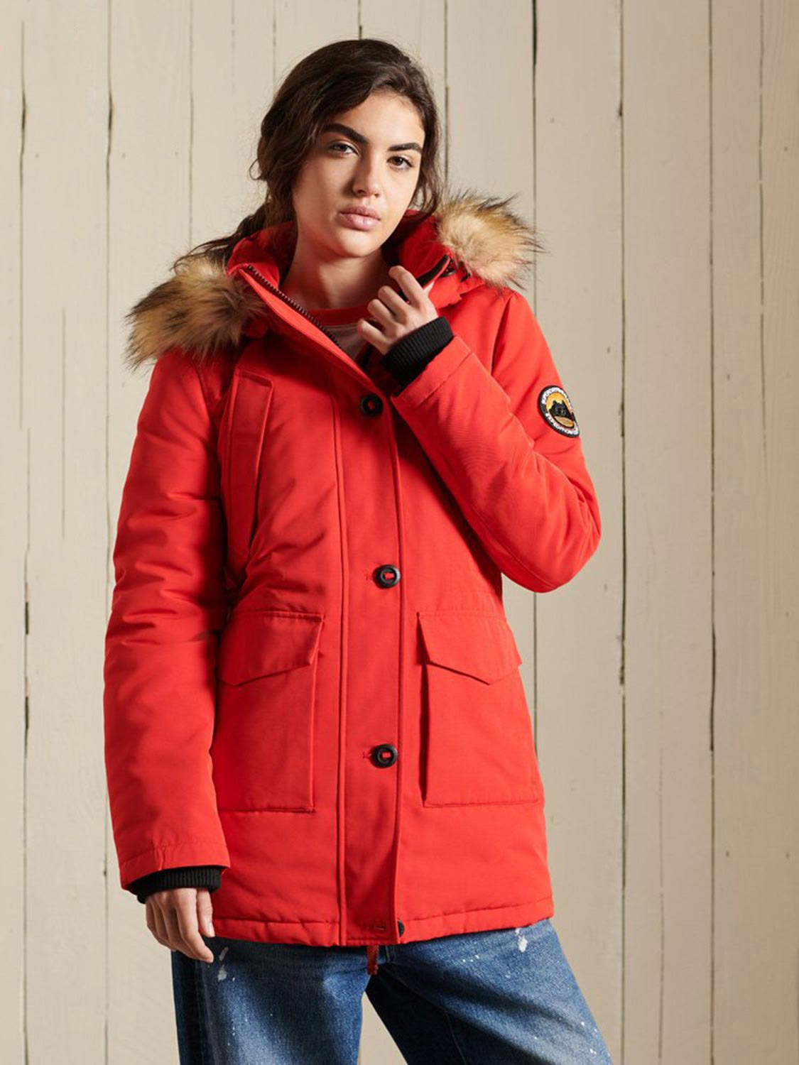 Superdry Womens Everest Parka Red - Size: 16