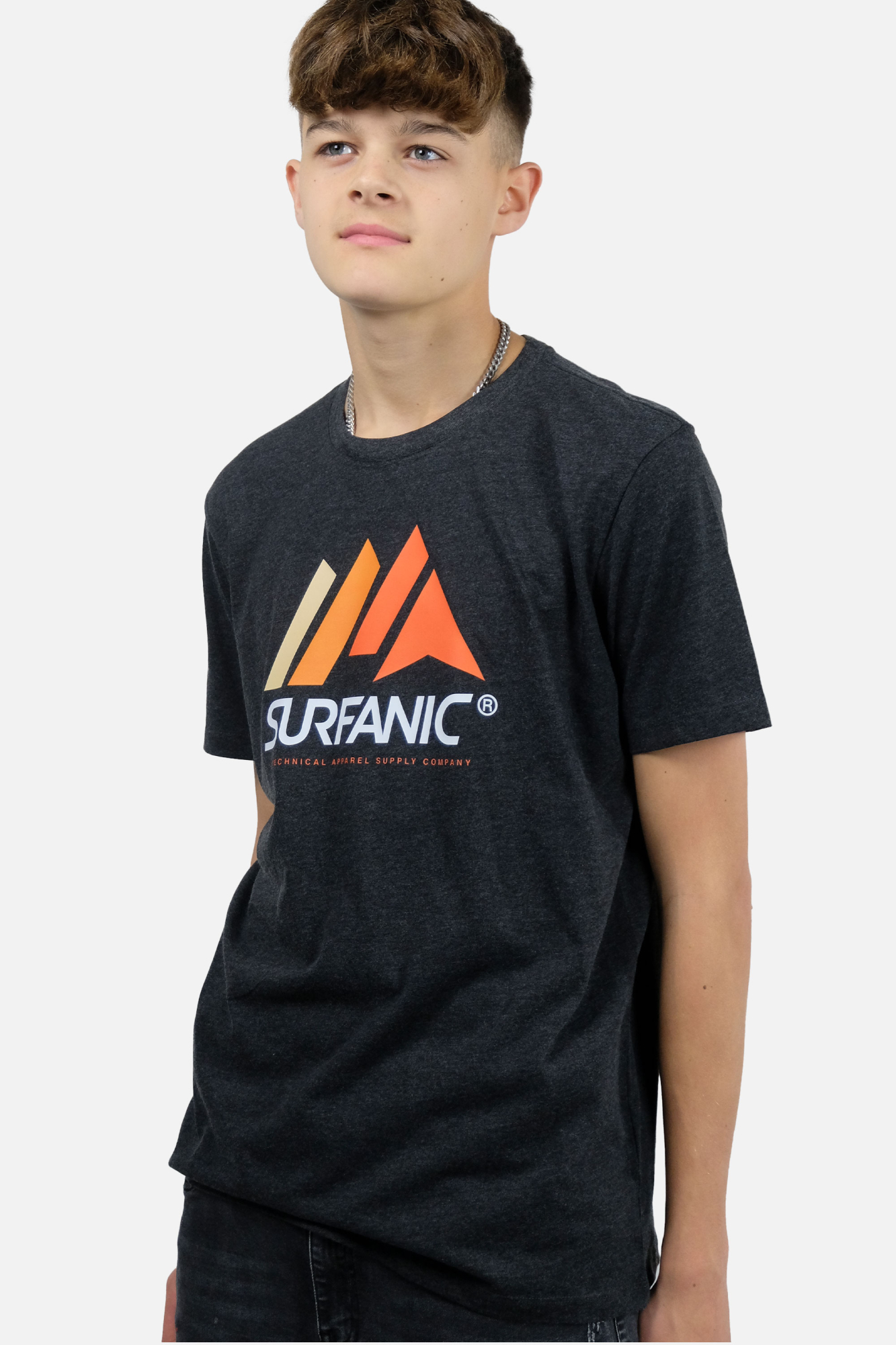 Surfanic Mens Mountain Logo T-shirt Black - Size: Large