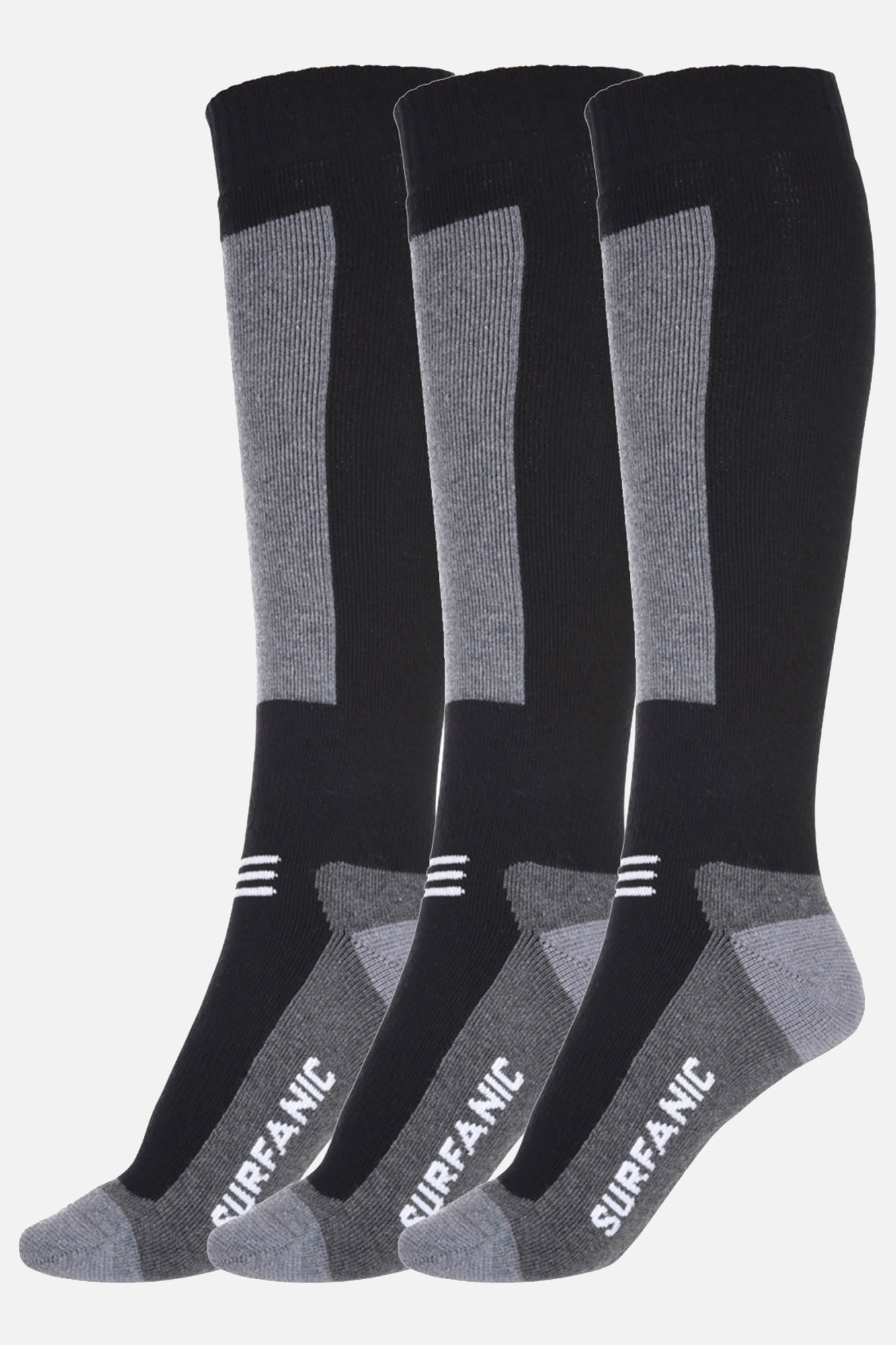 Surfanic Mens Endurance Merino 3 Pack Sock Black - Size: 4-7