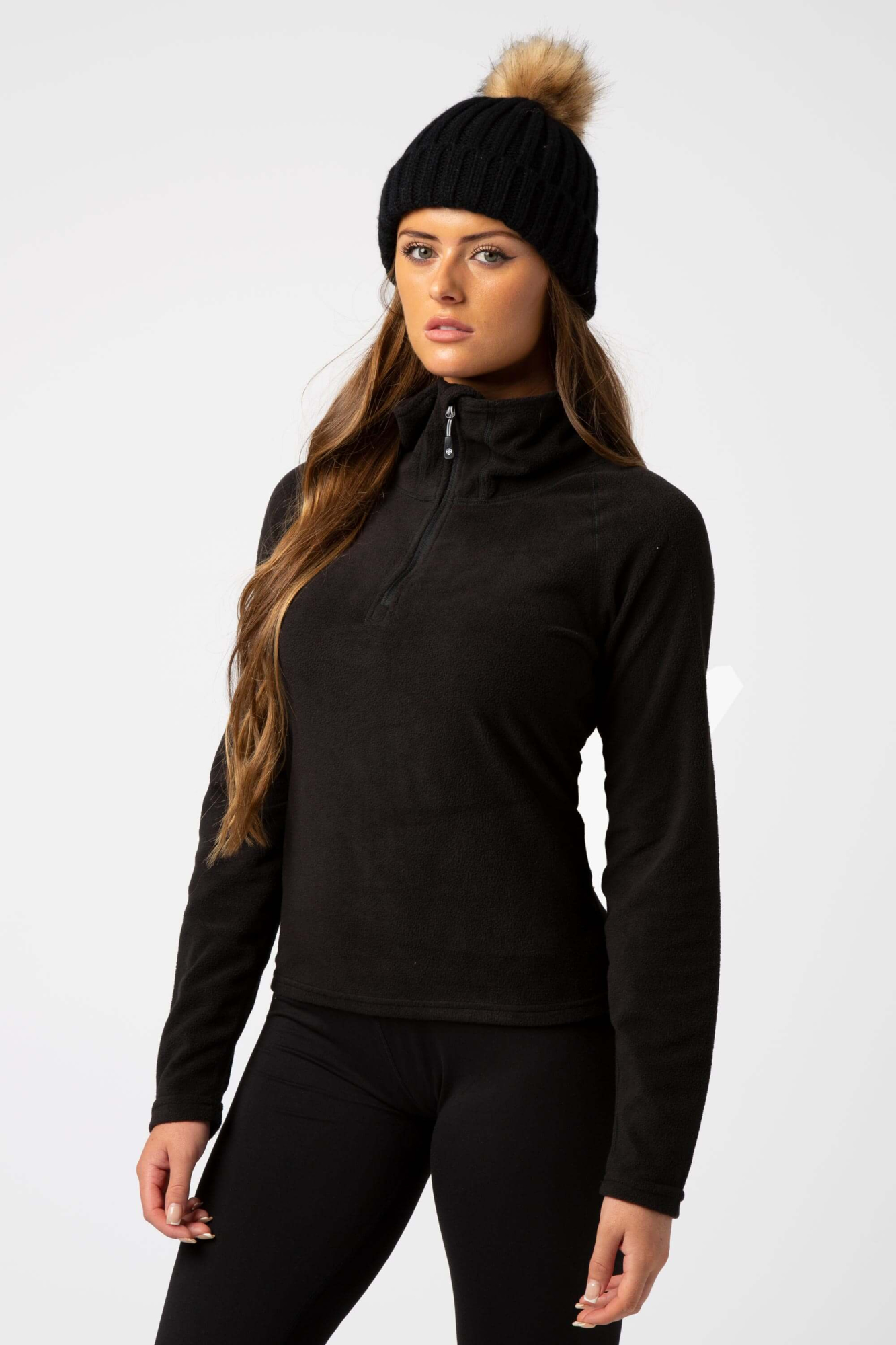 Surfanic Womens Warm Zip Micro Fleece Black - Size: 12