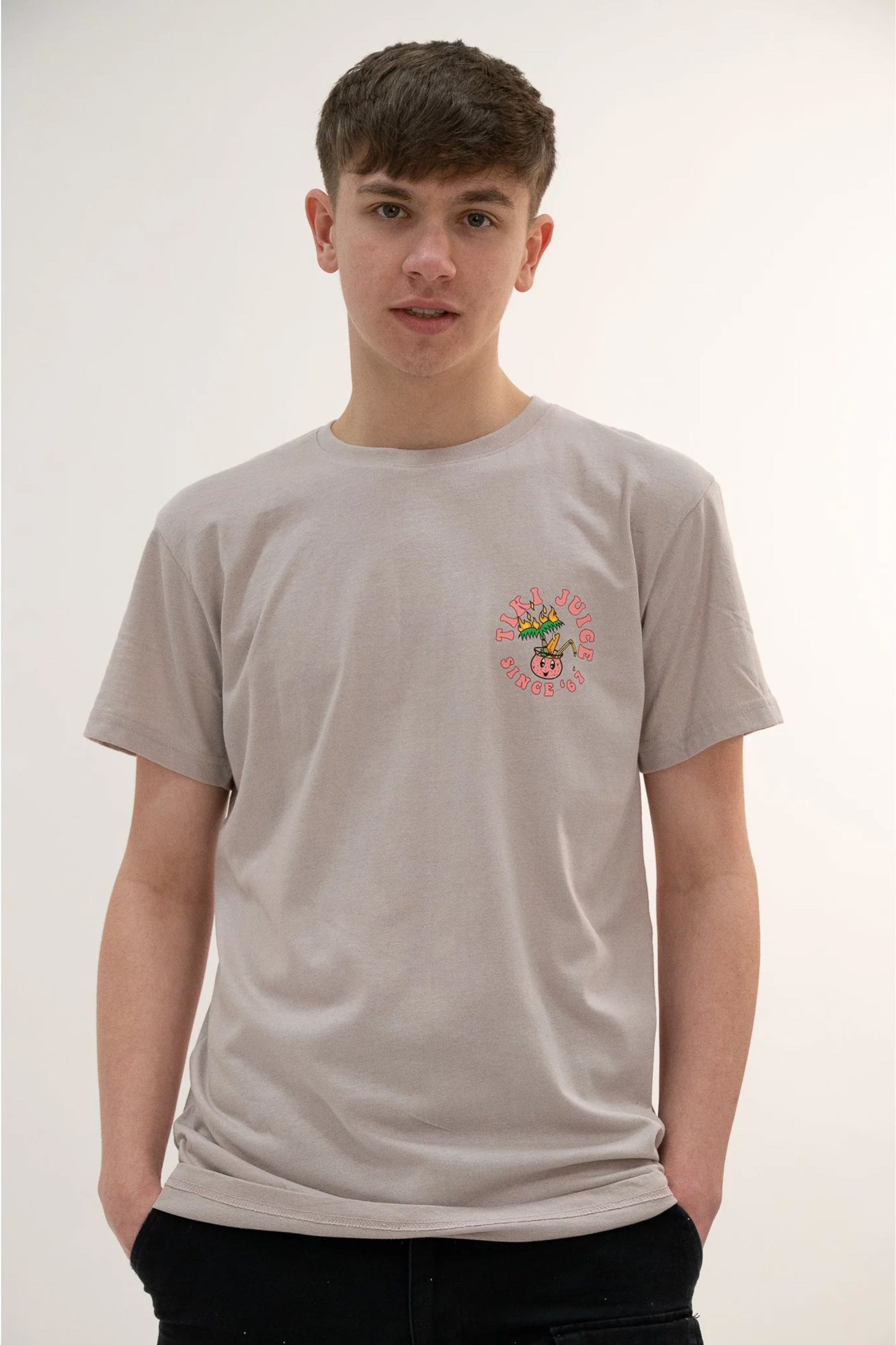 Tiki Unisex Juice Short Sleeve T-shirt Grey - Size: Small