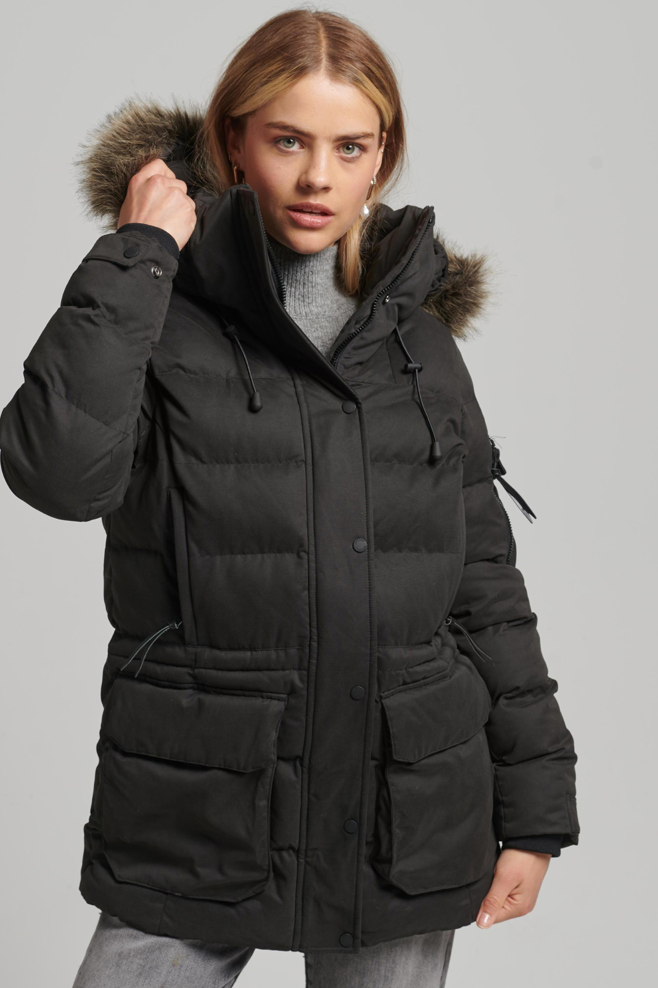 Superdry Womens Microfibre Expedition Parka Black - Size: 12