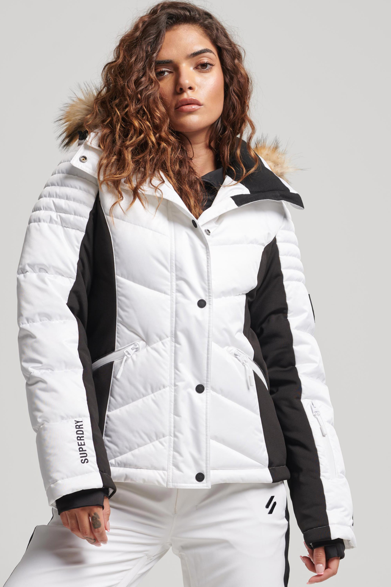 Superdry Womens Snow Luxe Puffer White - Size: 14