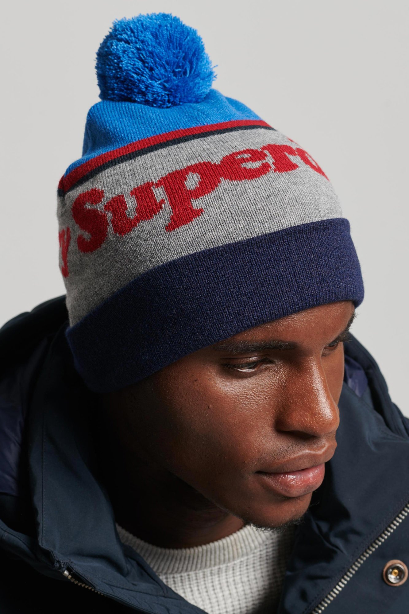 Superdry Mens Vintage Classic Logo Beanie Blue - Size: ONE