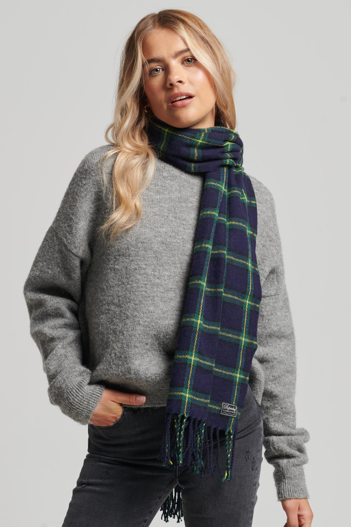 Superdry Womens Vintage Check Scarf Black - Size: ONE