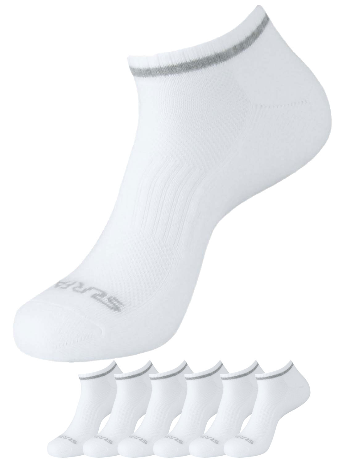 Mens Aerotech Trainer Liner 6pk Sock White